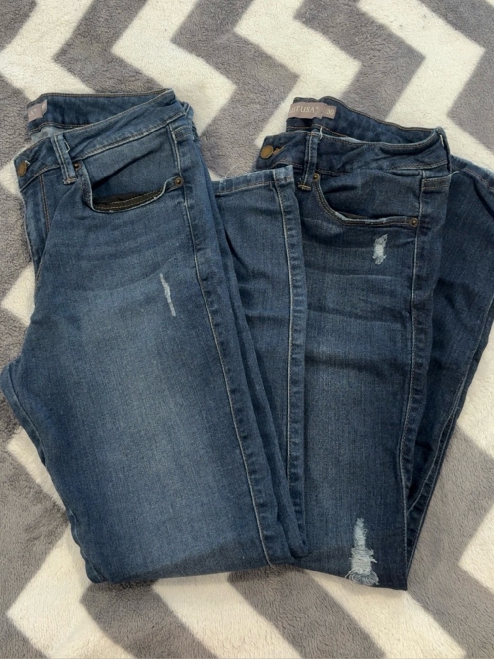 Just USA Dark Blue Skinny Jeans - Distressed Stretch Denim Bundle lot of 2 pairs